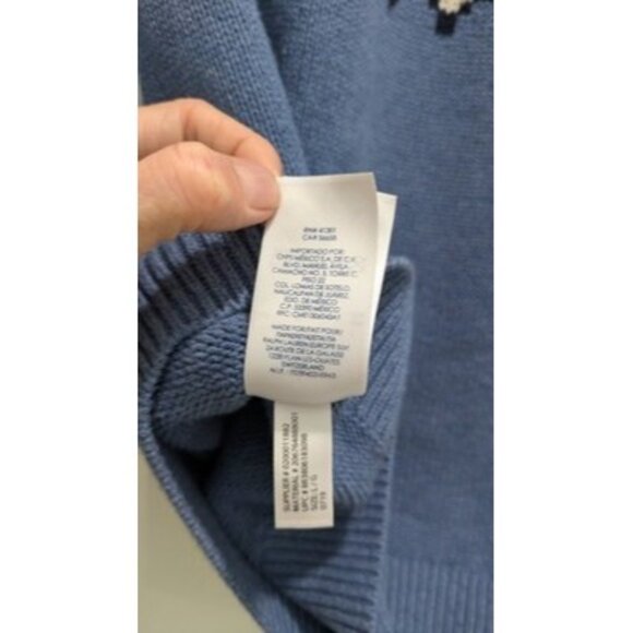 Chaps Sweater Women's Large Fair Isle Red White Blue Heritage Patriotic Cotton - Picture 10 of 14